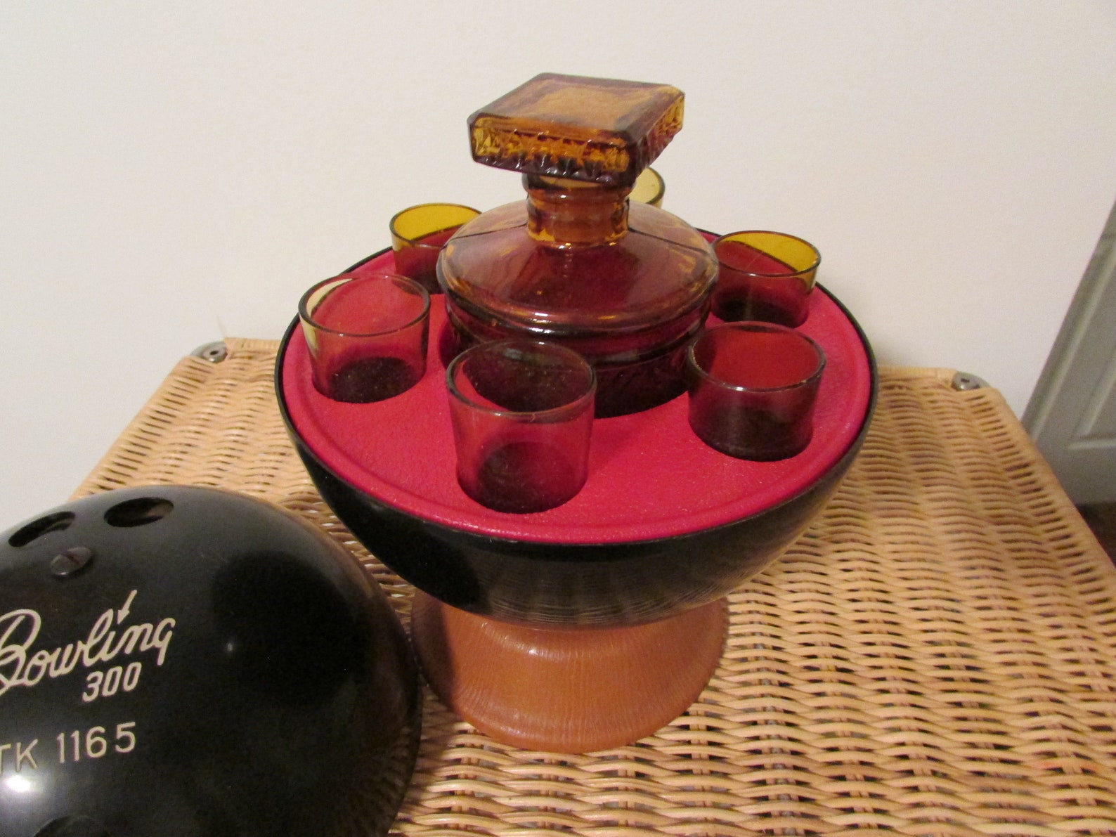 Bowling Ball Bar Set Decanter Shot Glasses Etsy