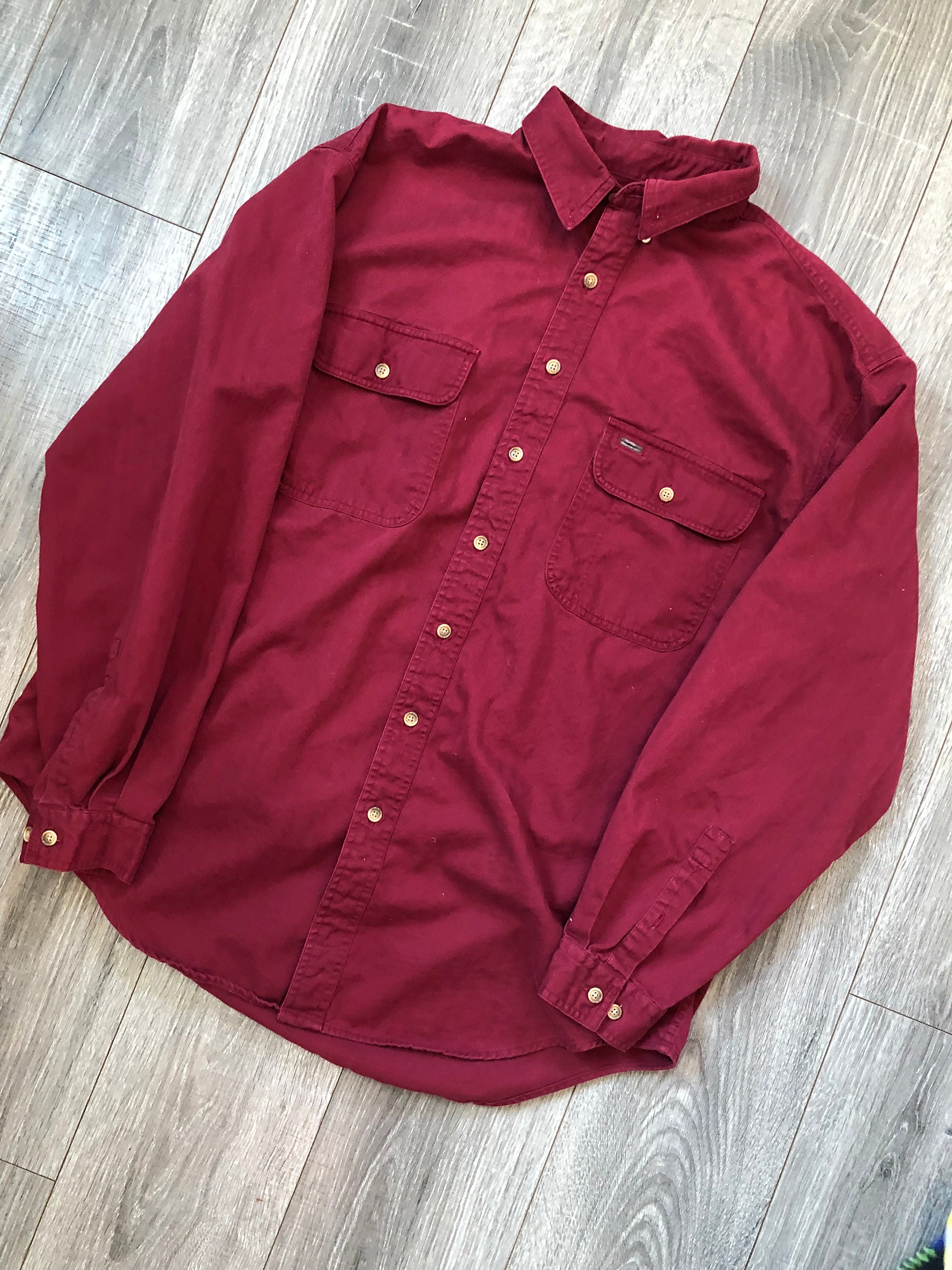 Red up Shirt Cozy Worn in Red Button up Shirt - Etsy Denmark