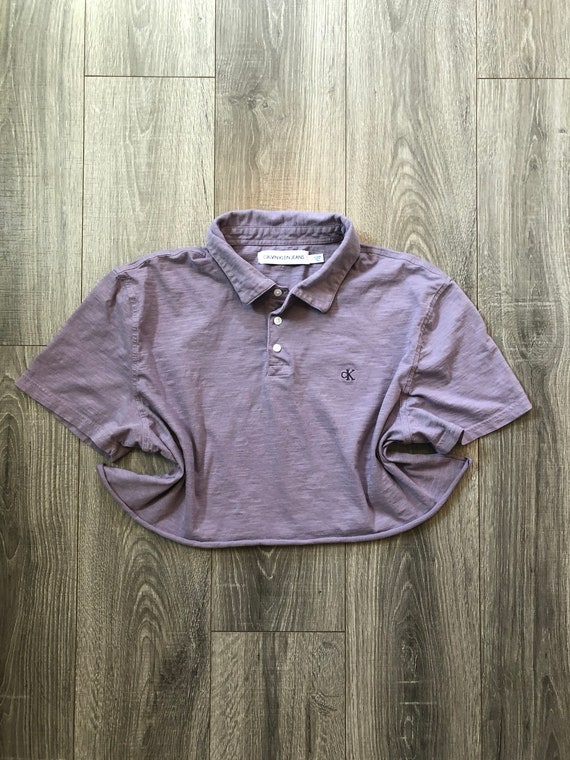 Cropped Pastel Purple Polo Shirt, Calvin Klein Pur