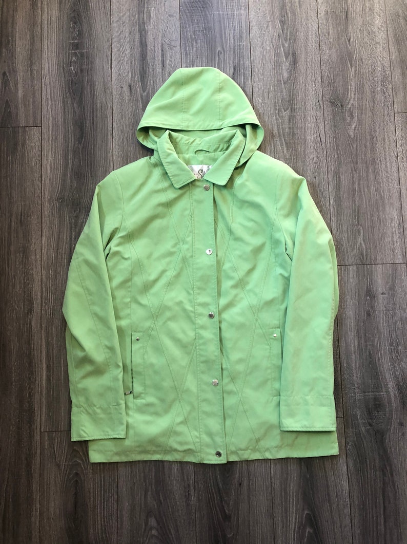 90/'s Spring Green Coat Ladies Pastel Green Vintage Coat Vintage Studio Works Lime Green Zip Up Spring Jacket Women/'s Chartreuse Jacket