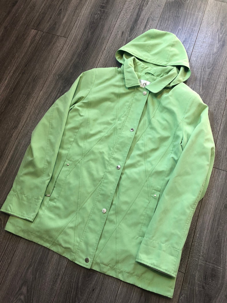 90/'s Spring Green Coat Ladies Pastel Green Vintage Coat Vintage Studio Works Lime Green Zip Up Spring Jacket Women/'s Chartreuse Jacket