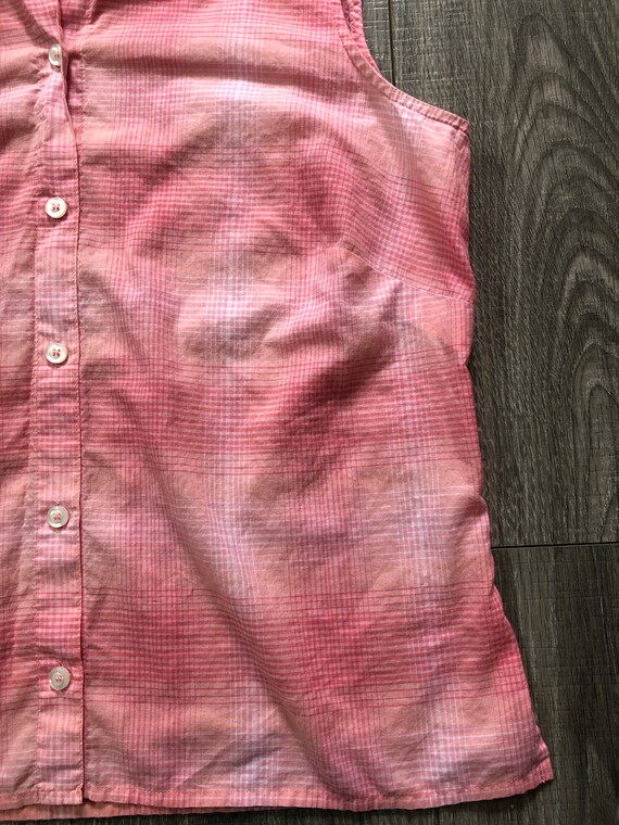 Vintage Liz Claiborne Pink Plaid Button Up Blouse… - image 4