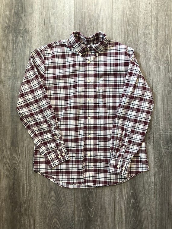 St. John's Bay Red and White Plaid Flannel Button 