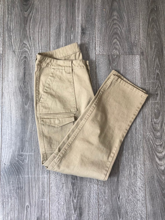 2000's Beige Women's Cargo Pants, y2k Neutral Carg