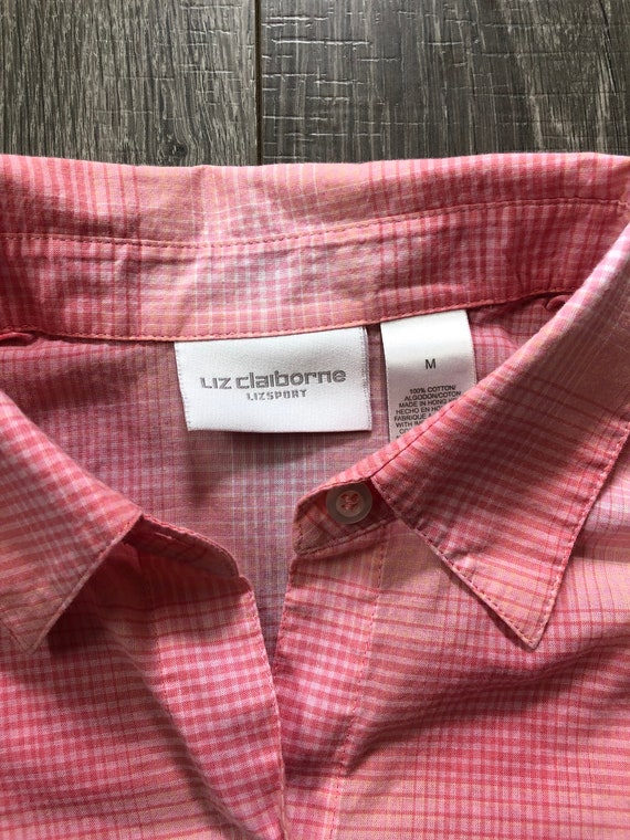 Vintage Liz Claiborne Pink Plaid Button Up Blouse… - image 7