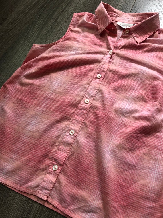 Vintage Liz Claiborne Pink Plaid Button Up Blouse… - image 5