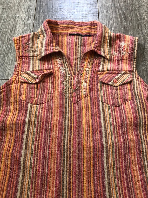 90's Striped Tank Top, Linen-Like Women's Striped… - image 3