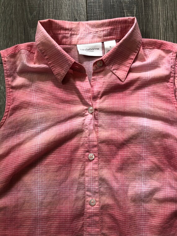 Vintage Liz Claiborne Pink Plaid Button Up Blouse… - image 3