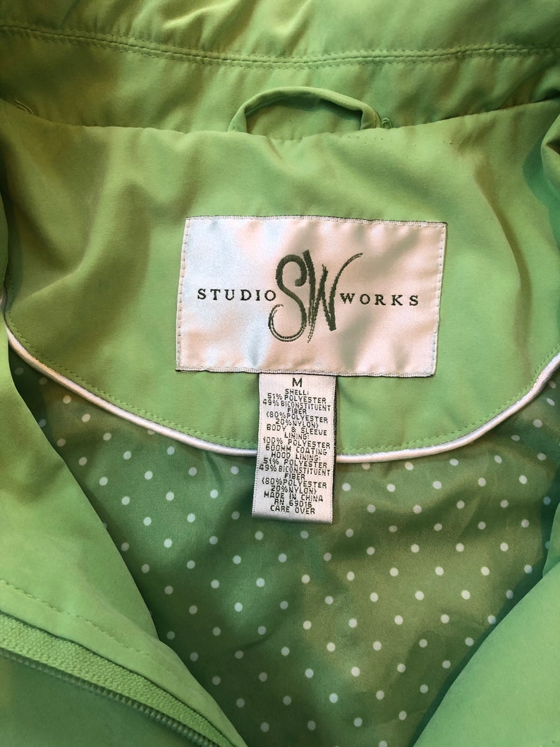 90/'s Spring Green Coat Ladies Pastel Green Vintage Coat Vintage Studio Works Lime Green Zip Up Spring Jacket Women/'s Chartreuse Jacket