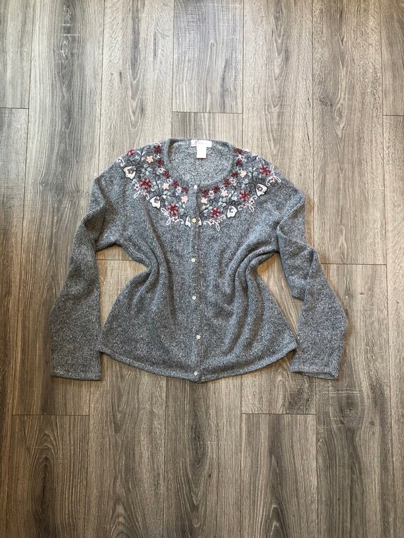 floral silk cardigan
