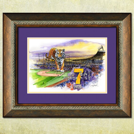 LSU, Alex Box North, Number 7, Geaux Tigers. 2023 CWS