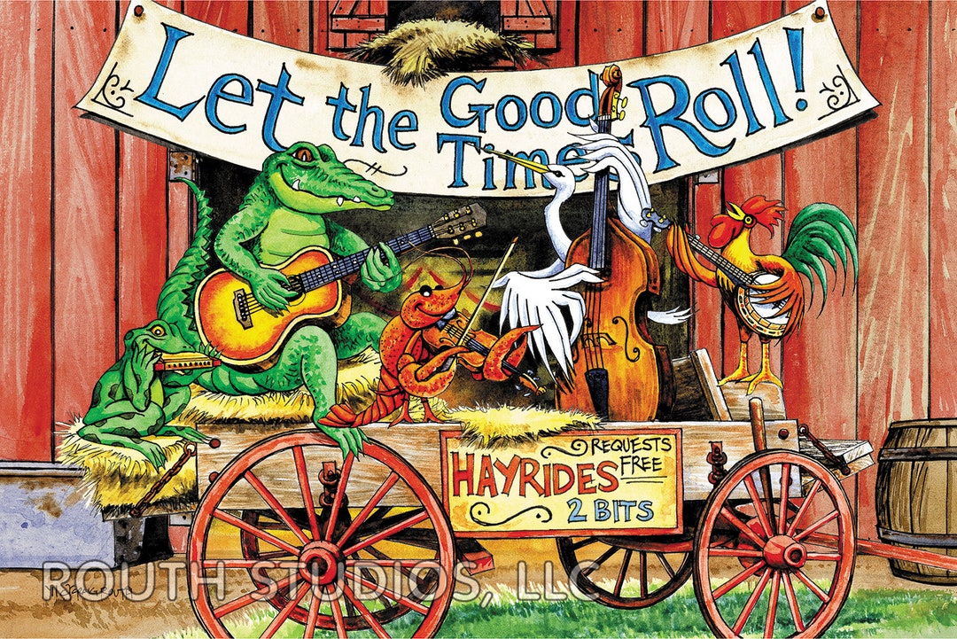 アート・デザイン・音楽 Louisiana - Billedreportage - Pictorial Louisiana Art Print - Louisiana Creatures Playing Jazz