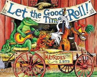 Louisiana Art Print - Cajun Music Scene, Let the Good Times Roll