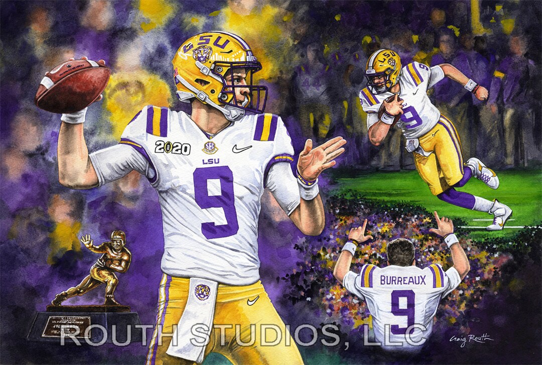 LSU Art Print. Joey Burreaux the Adopted Cajun Football Art Etsy