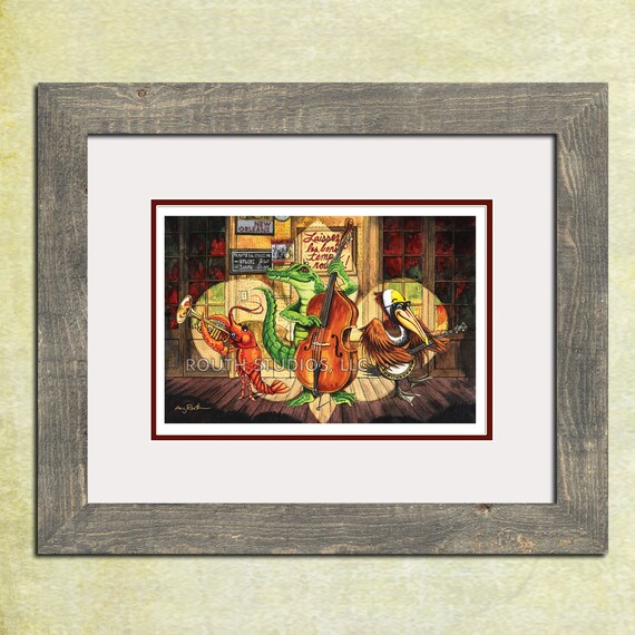 アート・デザイン・音楽 Louisiana - Billedreportage - Pictorial Louisiana Art Print - Louisiana Creatures Playing Jazz