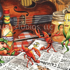 Louisiana Art Print. Louisiana Cajun Jitterbug Dance, Art Print. Driftwood frame available.