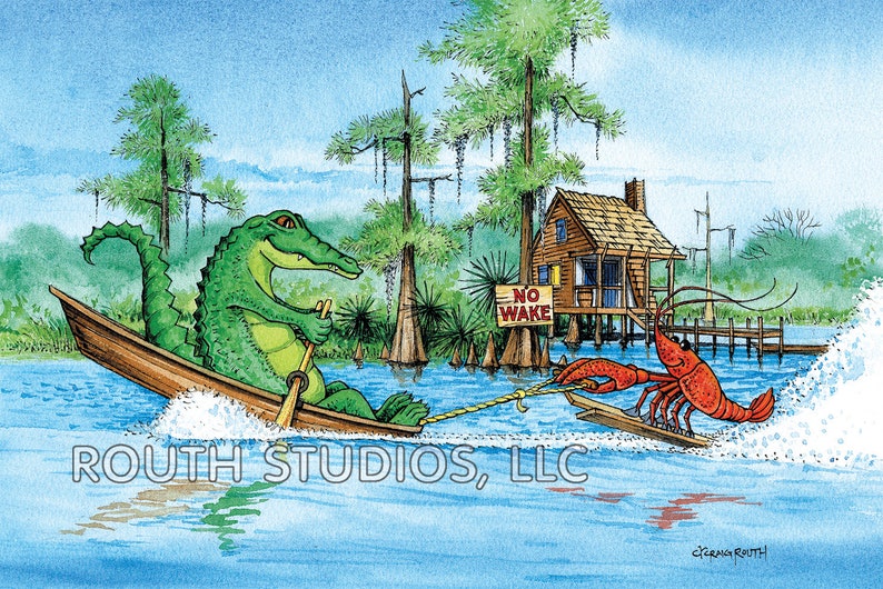 Louisiana Cajun Swamp Art Print No skis No motor No problem | Etsy