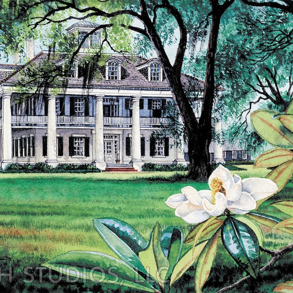 Louisiana Art Print, Houmas House Plantation House