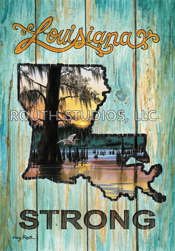 アート・デザイン・音楽 Louisiana - Billedreportage - Pictorial Louisiana Art Print. Louisiana Strong Art Print, Cajun Swamp Scene