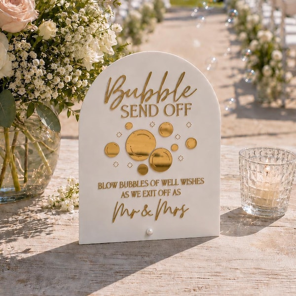 Acrylic Bubble Send Off Sign | Wedding Table Sign | Birthday Table Sign | Bubble Sign