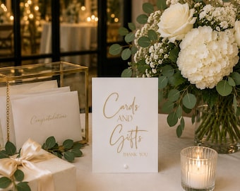 Laser-Engraved Acrylic Cards and Gifts Sign: Wedding Table Decor
