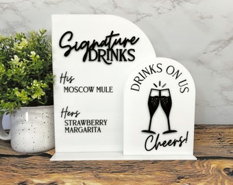 Arch Acrylic Signature Drink Sign: Laser-Engraved Wedding Bar Menu