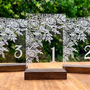 Floral Acrylic Table Numbers , Table number , Acrylic Table numbers, table signs, wedding table numbers, table decor, wedding table number,