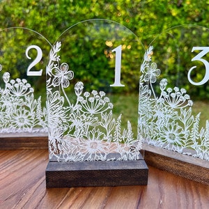 Wildflower Acrylic Table Numbers , Table Decor , Wedding, Table Number Wedding, Table Numbers