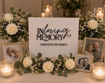 In Loving Memory Table Sign | In Memory Wedding Sign | Modern Script Acrylic Wedding Sign | Wedding TableTop Signs
