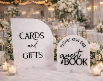 Cards and Gifts Sign Wedding, Acrylic Wedding Sign Set, Cards & Gifts Table Decor, Modern Minimalist Wedding Signs, Reception Sign Set