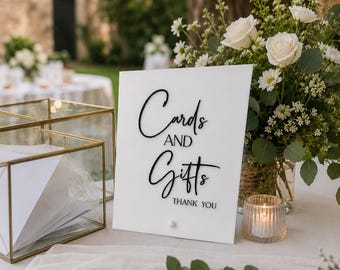 Laser-Engraved Acrylic Cards and Gifts Sign: Wedding Table Decor