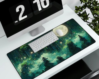 Ghibli inspired princess mononoke forest moon desk mat mousepad