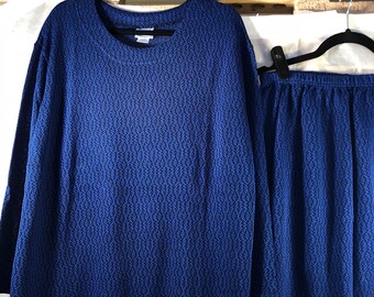 Vintage 80s matching set knit top and skirt