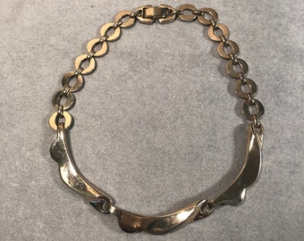 Vintage gold Sperry chunky necklace collar choker with oversize links 1950s Art Deco