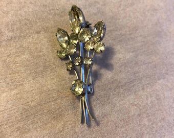 Vintage Austrian crystal bouquet rhinestone brooch floral scatter pin