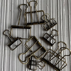 Planner/Binder Clips . Bronze Metal Journal . Set of TWO . Available in Three Sizes . Vintage Style . Office Supplies image 3