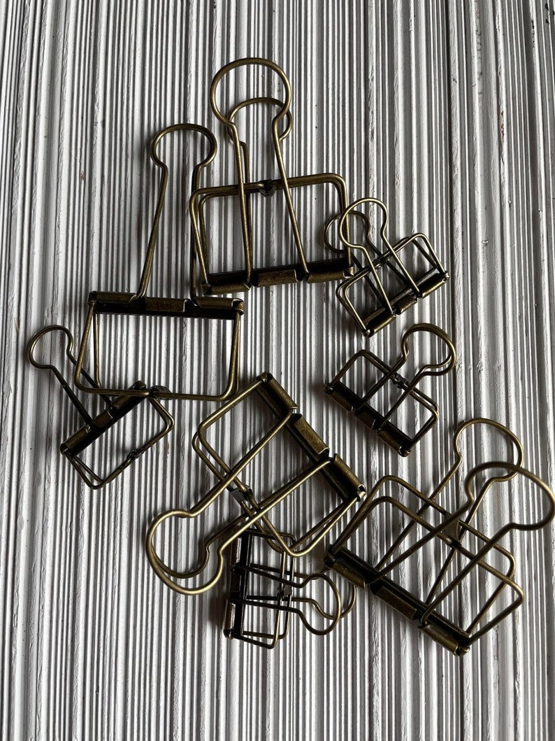 Planner/Binder Clips . Bronze Metal Journal . Set of TWO . Available in Three Sizes . Vintage Style . Office Supplies image 3