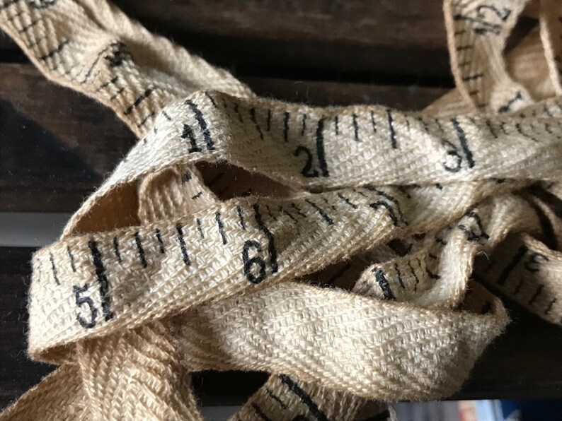 Cotton Twill Tape ruler Ribbon . Coffee Stained Etsy