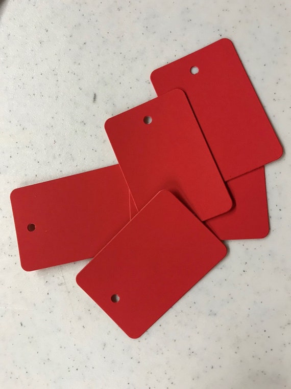 Red Cardstock Gift Tags . Set of 12 . Holiday Craft Supply