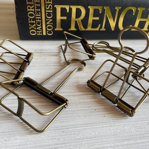 Planner/Binder Clips . Bronze Metal Journal  . Set of TWO . Available in Three Sizes . Vintage Style . Office Supplies