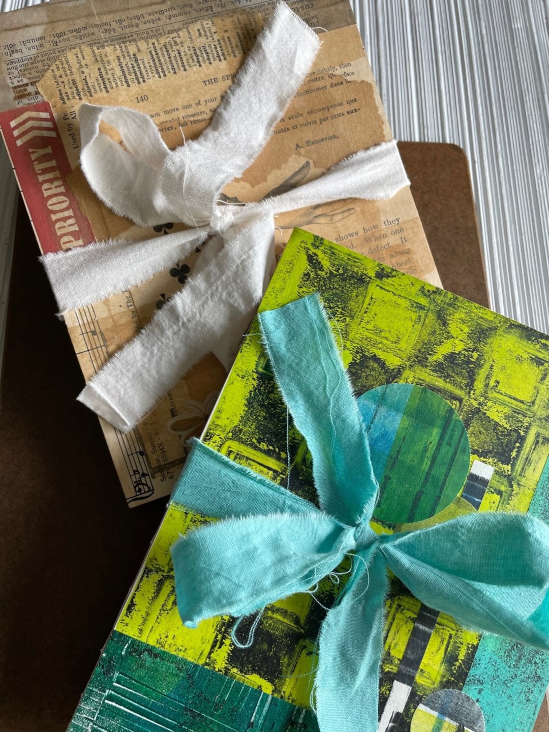 Hardcover Journal . Handmade . Mixed Media Blank Book . 128 Sheets / 96