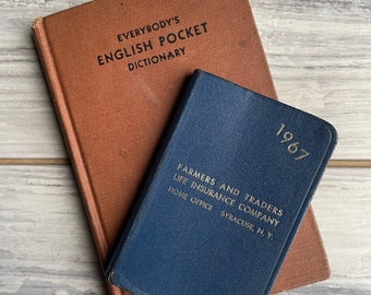 Vintage Dictionary and Datebook . 1943/1967 . Pocket Dictionary / Appointment Book . Small Books . Vintage Ephemera