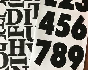 Letter and Number Craft Sticker Sets . Choice of Either Letter or Number Set or Pack of Both . Bold, Graphic, Black Peel & Stick Characters