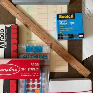 Vintage Office Set . Assemblage of Office/Desk Supplies . Vintage Ephemera . School Supplies
