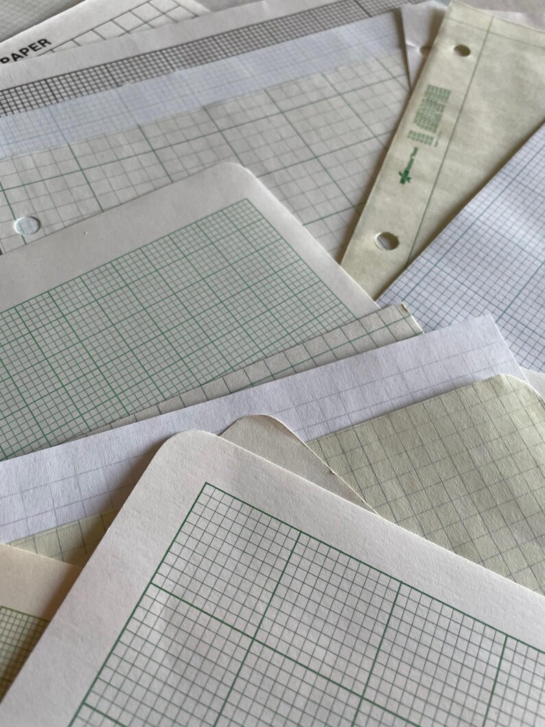 Vintage Graph Paper . Twenty Different Grid Papers . Mix of Colors ...