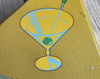 Vintage Nut Can . Metal Tin . Bazzini Cocktail Nuts . Martini Graphic