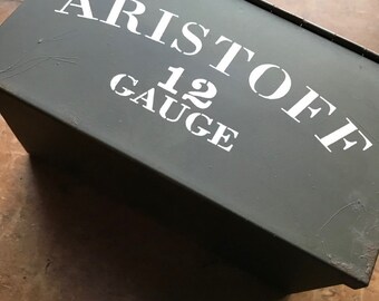 Vintage Metal Cigar Boxes . Metal Storage Boxes . Set of TWO . Aristoff 12 Gauge . Desktop Organization