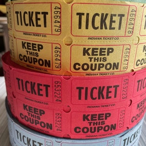 Paper Crafting Tickets . Paper Ephemera . Junk Journal/Collage Supplies . FORTY Two-Part Numbered Tickets / Ten Each of Four Colors