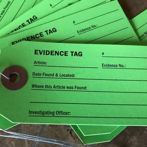 Set of NINE Crime Evidence/industrial Tags . Tags With Wire . Journal ...