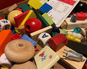 Vintage Game Pieces . Assorted Lot . Set of 25 . Assemblage/Jewelry Making/Mixed Media Art/Craft Projects